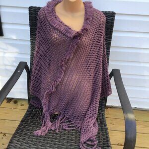 Mauve crochet poncho OS